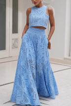 Larissa™ Embroidered Blouse & High-Waisted Maxi Skirt Ensemble