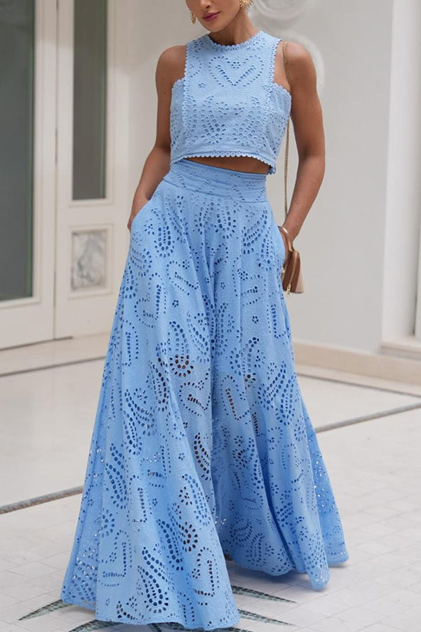 Larissa™ Embroidered Blouse & High-Waisted Maxi Skirt Ensemble