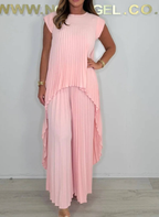 Sherry™ Pleated Midi Top with Wide-Leg Pants Ensemble