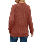 Lightweight V-Neck Knit Sweater – Relaxed Long Sleeve Pullover
