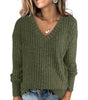 Lightweight V-Neck Knit Sweater – Relaxed Long Sleeve Pullover