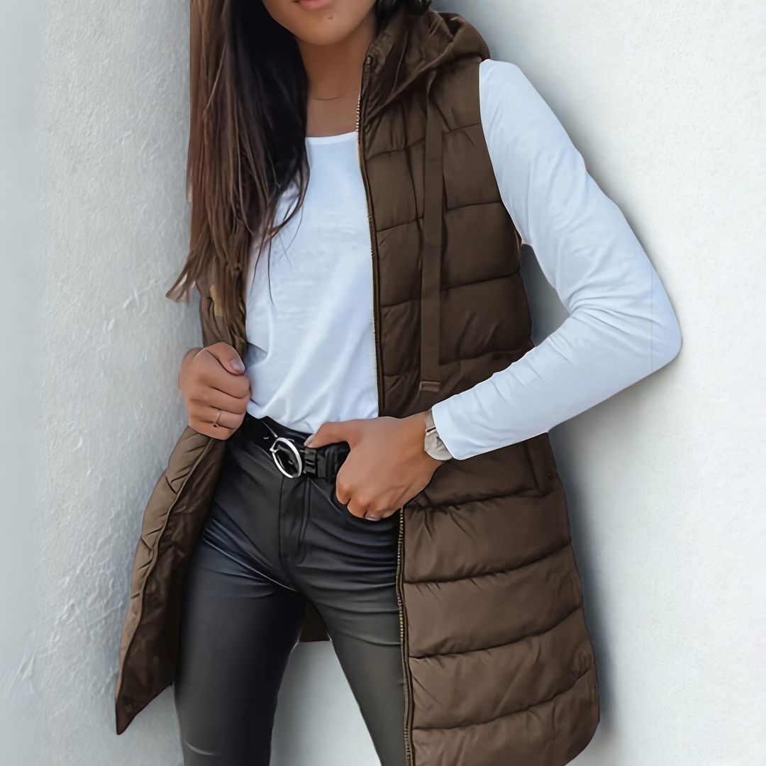 Mitchelle™ Women's Long Sleeveless Casual Puffer Vest