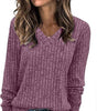 Lightweight V-Neck Knit Sweater – Relaxed Long Sleeve Pullover