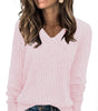 Lightweight V-Neck Knit Sweater – Relaxed Long Sleeve Pullover