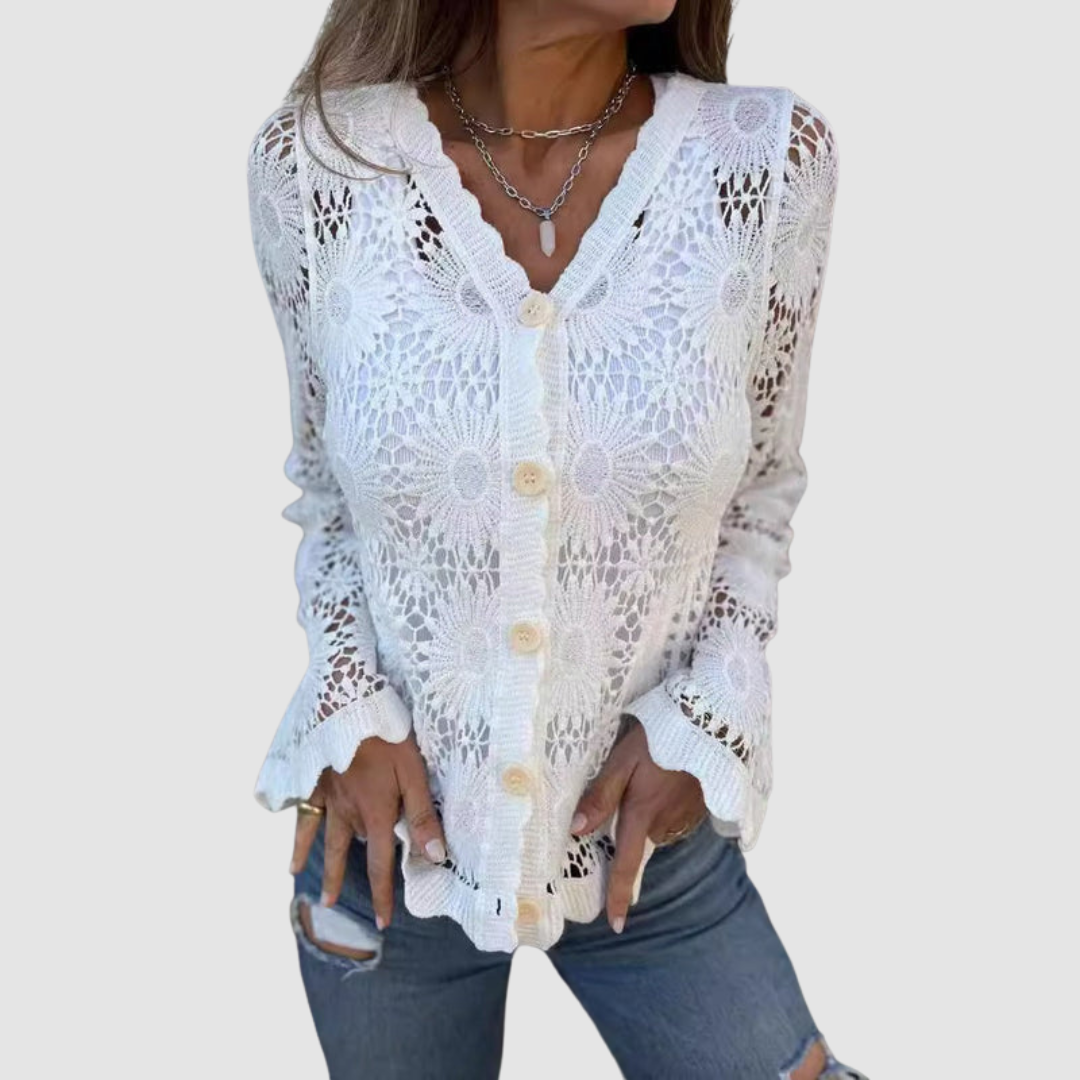 Laurelle™ V-Neck Lace Cardigan