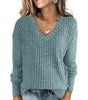 Lightweight V-Neck Knit Sweater – Relaxed Long Sleeve Pullover