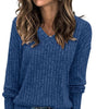 Lightweight V-Neck Knit Sweater – Relaxed Long Sleeve Pullover