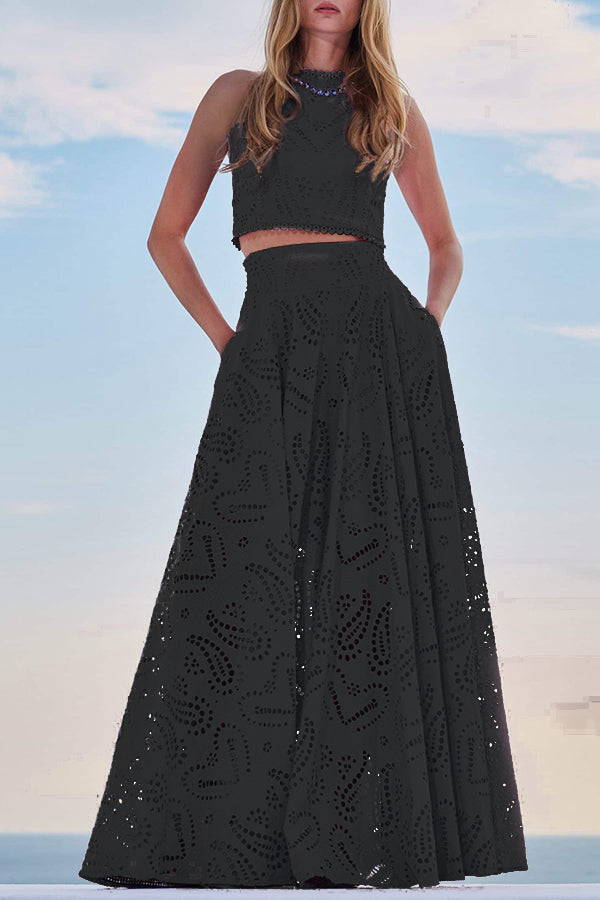 Larissa™ Embroidered Blouse & High-Waisted Maxi Skirt Ensemble