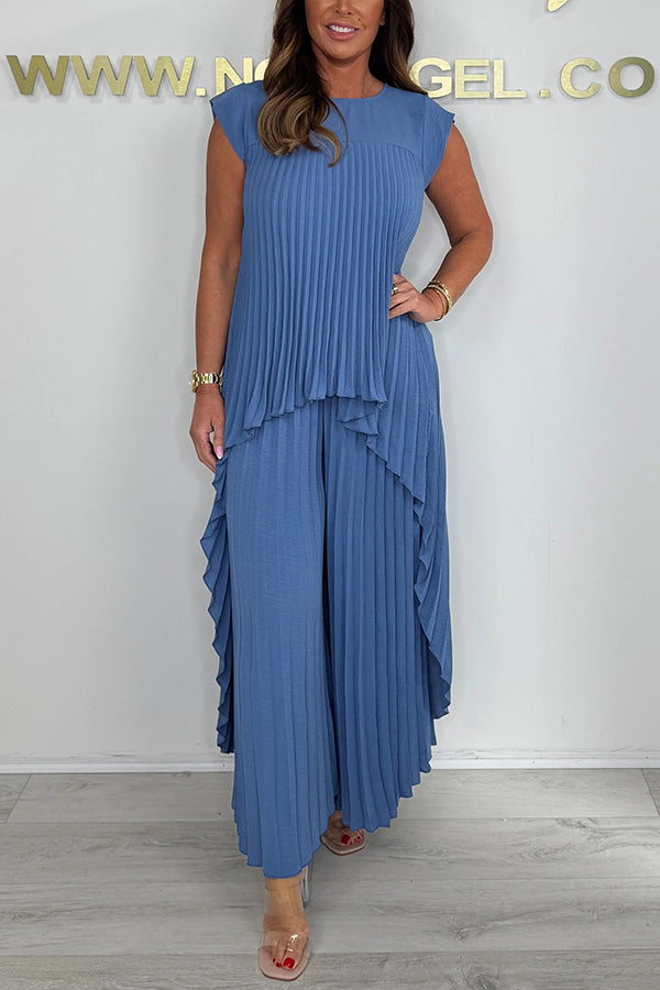 Sherry™ Pleated Midi Top with Wide-Leg Pants Ensemble