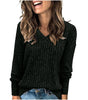 Lightweight V-Neck Knit Sweater – Relaxed Long Sleeve Pullover