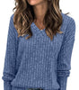 Lightweight V-Neck Knit Sweater – Relaxed Long Sleeve Pullover