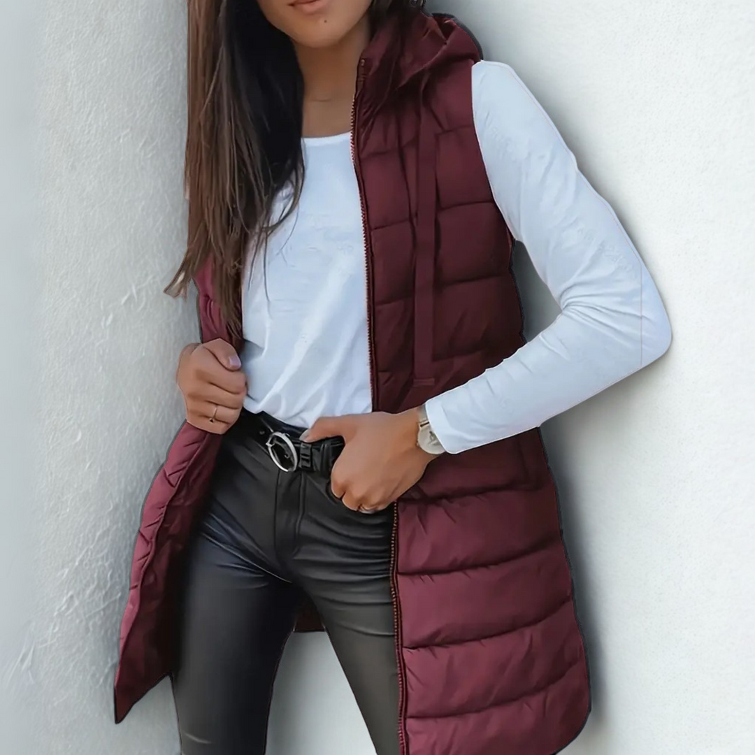 Mitchelle™ Women's Long Sleeveless Casual Puffer Vest