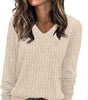 Lightweight V-Neck Knit Sweater – Relaxed Long Sleeve Pullover