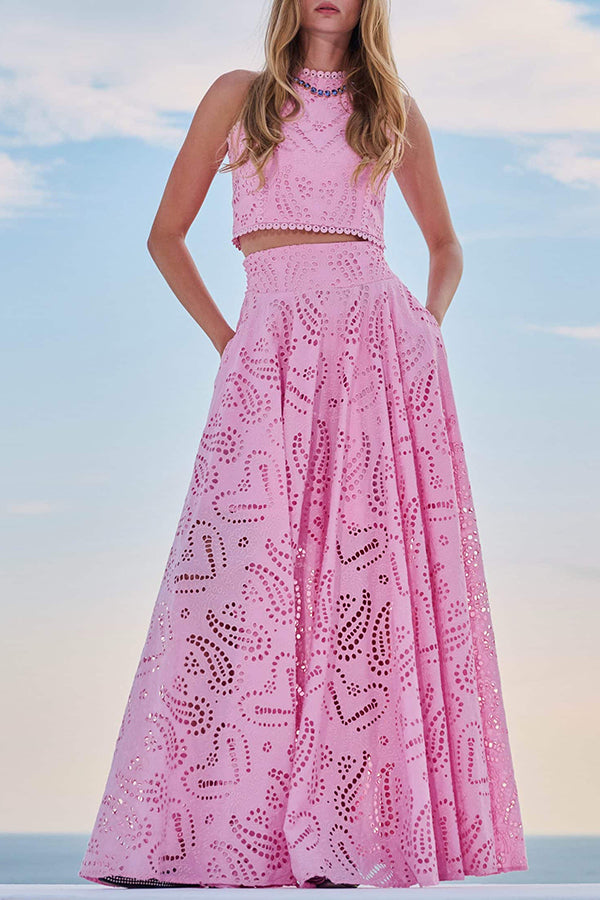 Larissa™ Embroidered Blouse & High-Waisted Maxi Skirt Ensemble