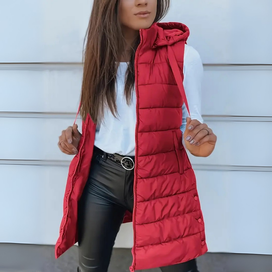 Mitchelle™ Women's Long Sleeveless Casual Puffer Vest