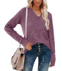 Lightweight V-Neck Knit Sweater – Relaxed Long Sleeve Pullover