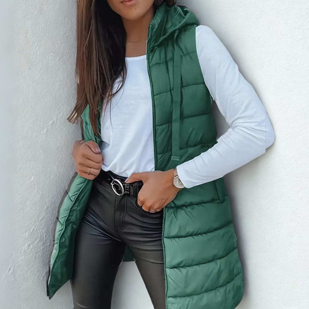 Mitchelle™ Women's Long Sleeveless Casual Puffer Vest