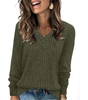 Lightweight V-Neck Knit Sweater – Relaxed Long Sleeve Pullover