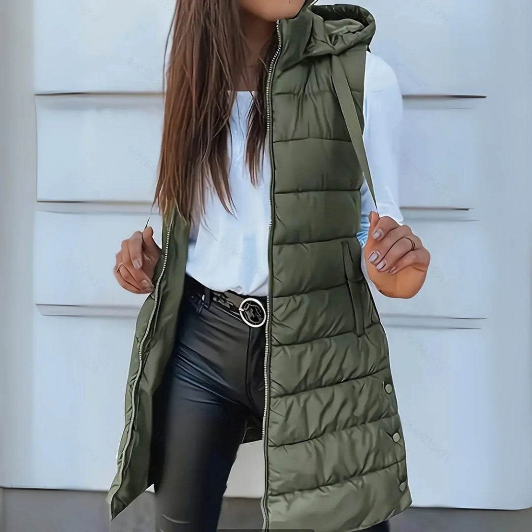 Mitchelle™ Women's Long Sleeveless Casual Puffer Vest