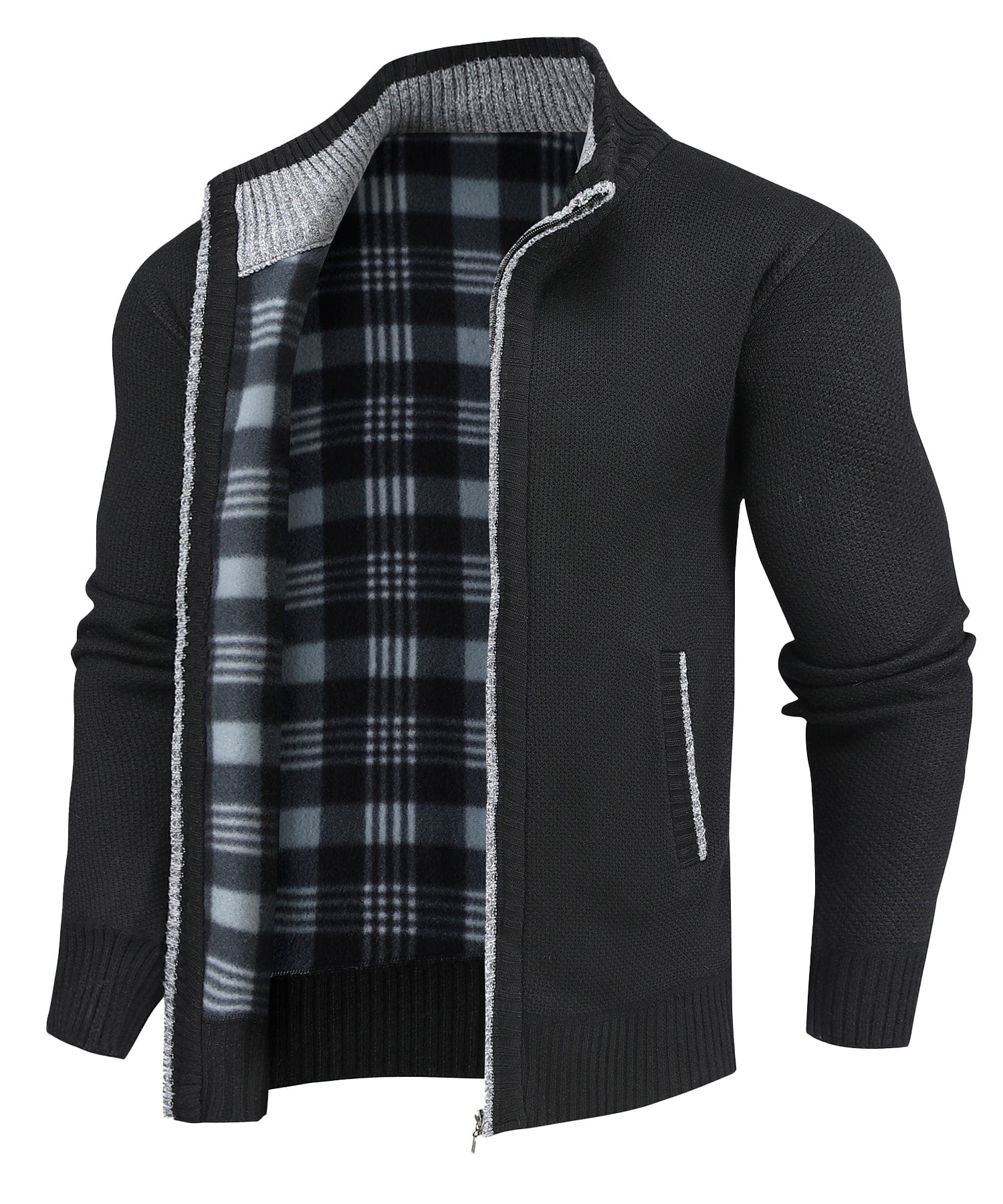 Full-Zip Sweater with Flannel Lining (Available in 5 Designs)