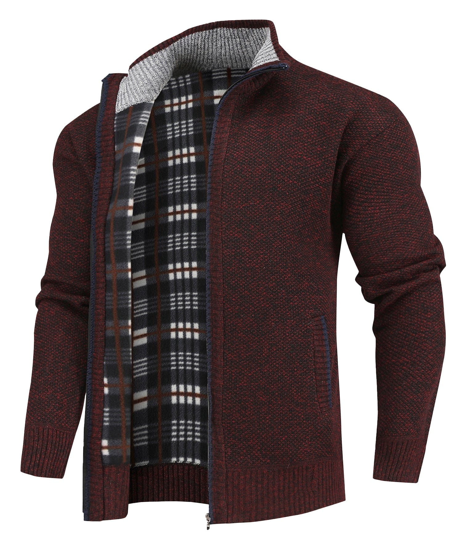Full-Zip Sweater with Flannel Lining (Available in 5 Designs)