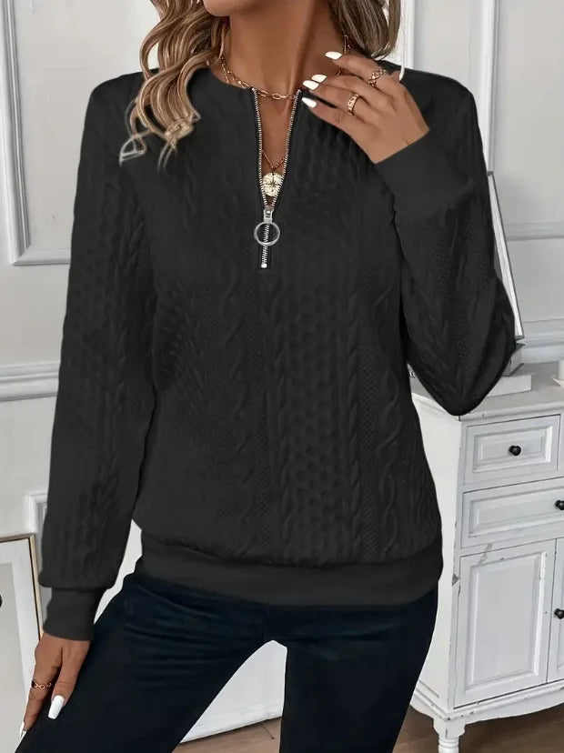 Textured Zipper Sweatshirt – Stylish & Comfy