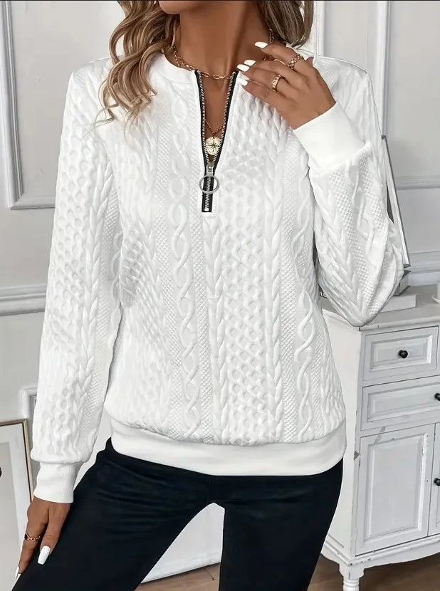 Textured Zipper Sweatshirt – Stylish & Comfy