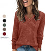 Lightweight V-Neck Knit Sweater – Relaxed Long Sleeve Pullover