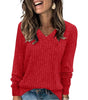 Lightweight V-Neck Knit Sweater – Relaxed Long Sleeve Pullover