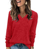 Lightweight V-Neck Knit Sweater – Relaxed Long Sleeve Pullover