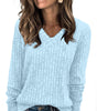 Lightweight V-Neck Knit Sweater – Relaxed Long Sleeve Pullover
