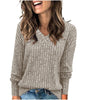 Lightweight V-Neck Knit Sweater – Relaxed Long Sleeve Pullover