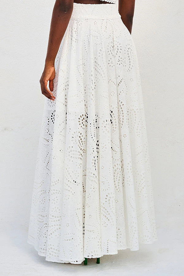 Larissa™ Embroidered Blouse & High-Waisted Maxi Skirt Ensemble