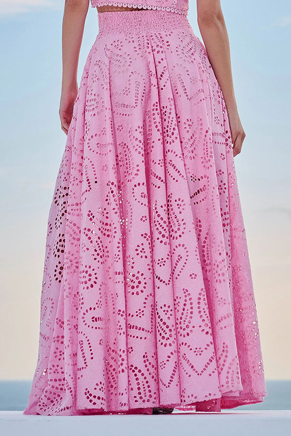 Larissa™ Embroidered Blouse & High-Waisted Maxi Skirt Ensemble